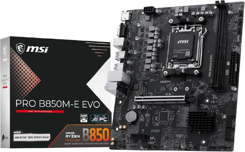 MSI MB PRO B850M-E EVO AM5 DDR5 8200MHZ(OC) HDMI VGA M.2 USB 5Gbs 2.5G LAN mATX