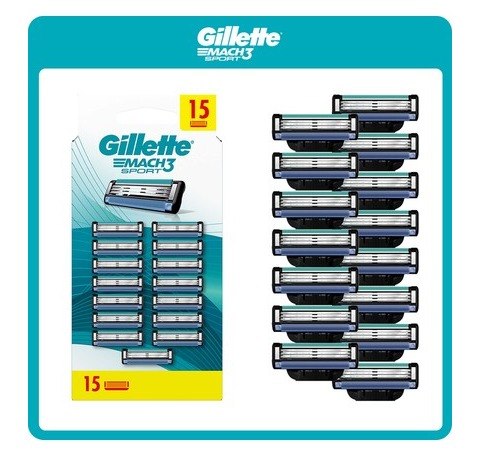 Gillette Mach 3 Sport 15'li Yedek Tıraş Bıçağı Hassas Cilt Dostu Sistem Özellikleriyle Üstün